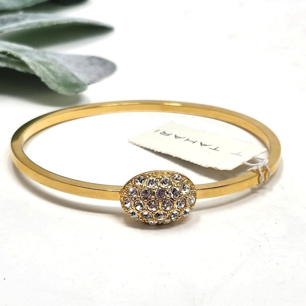 ‎TAHARI Gold Tone Crystal Rhinestone Bangle NWT